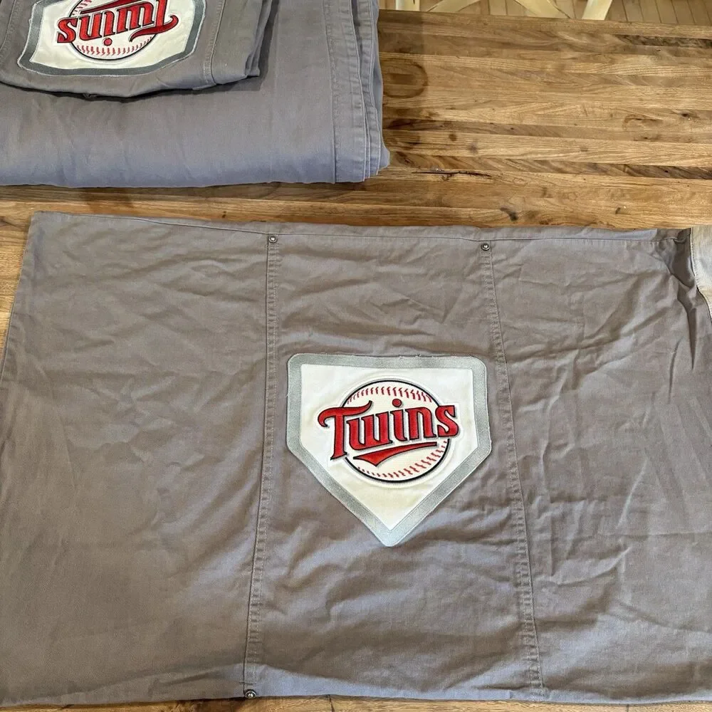 Pottery Barn Teen Minnesota Twins Baseball Duvet & Shams Set Full/Queen Gray